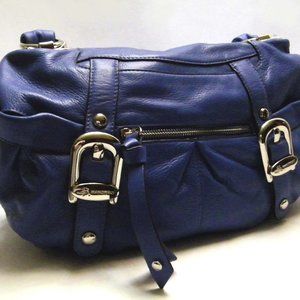 B Makowsky Blue Pebbled Leather Handbag Purse